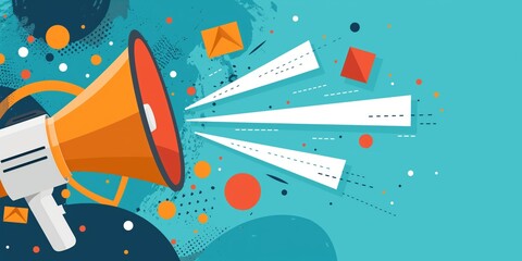 Obraz premium retro vintage pop art style megaphone illustration with copy space