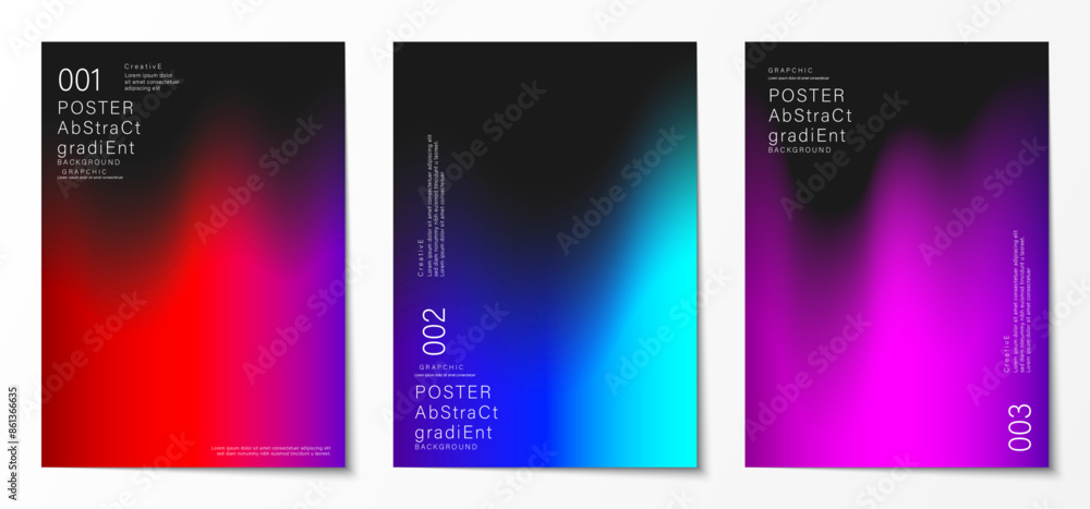 Poster gradient blurred backgrounds set modern abstract colorful patterns graphic. design template collecti