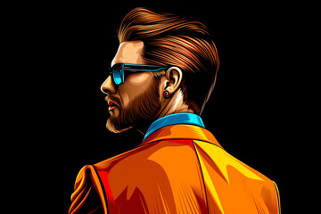 Obraz premium A man in an orange suit with sunglasses on his face