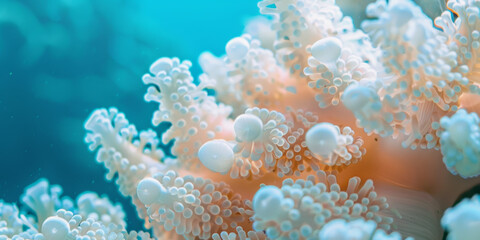 Close Up of Vibrant Soft Coral Polyps Underwater in a Tropical Ocean