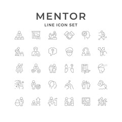 Set line icons of mentor