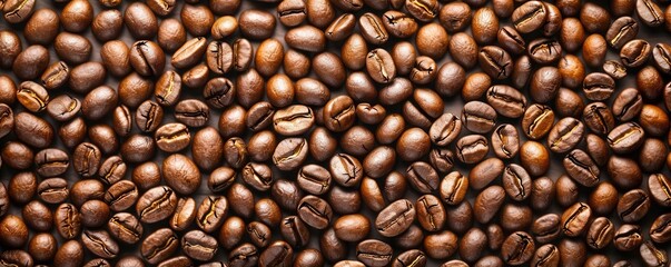 Obraz premium Coffee beans in a spiral pattern, coffee, aroma and flavor journey