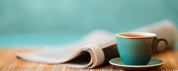 Coffee cup with a newspaper, coffee, morning news ritual