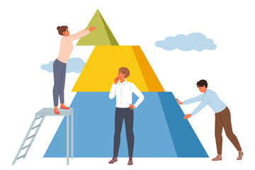 Teamwork of business people to build sustainable corporation capable of withstanding during crisis. Business concept of friendly jobs of men and women developing promising project together