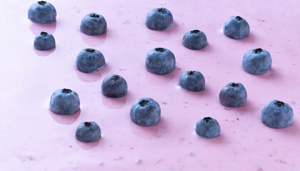 blueberry yogurt and fresh berries blueberries, texture, background.