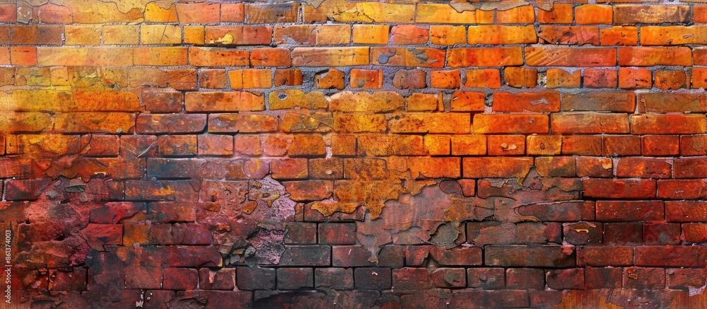 Poster a brick wall texture creates the perfect backdrop for design and decoration, ideal for a copy space 
