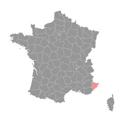Alpes Maritimes department map, administrative division of France. Vector illustration.