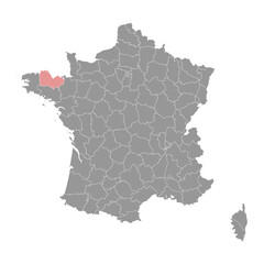 Cotes dArmor department map, administrative division of France. Vector illustration.