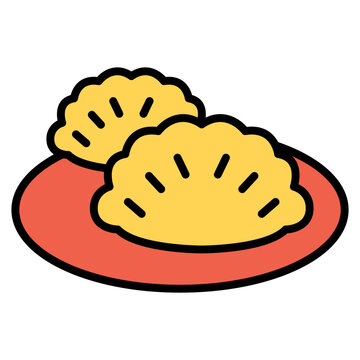 yellow dumplings on red plate clip art preview