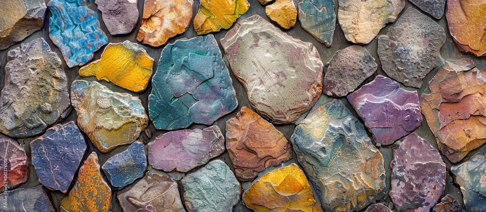 Leinwandbilder Texture of a vibrant stone wall that can be used as a background with copy space image.
