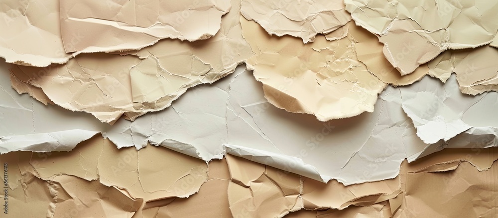 Aufkleber Assortment of torn paper and cardboard with copy space image.