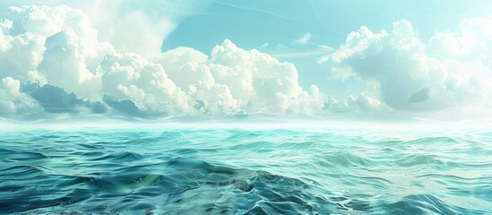 Scenic seascape with a variety of unique water hues and a blank area for adding text or images, known as a copy space image.