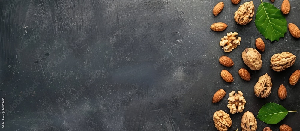 Poster blank blackboard label with copy space image for walnuts.