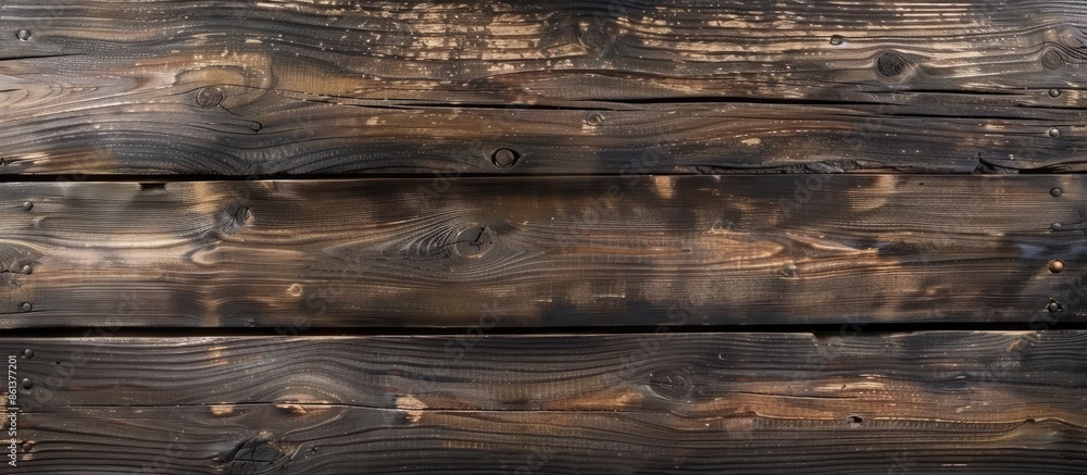 Aufkleber Rustic horizontal wooden board texture with a dark aged appearance, ideal as a design template with ample copy space image.
