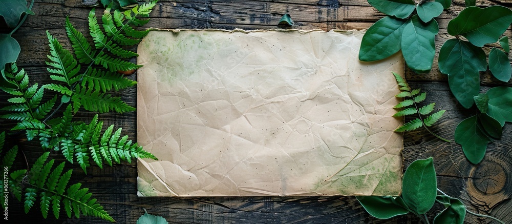 Poster blank note with a nature-themed backdrop for a copy space image.
