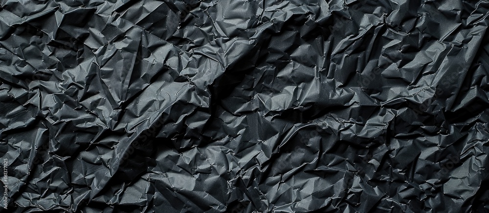 Poster black crumpled paper with copy space image.
