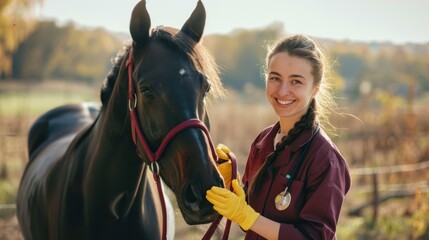 Obraz premium The veterinarian with horse