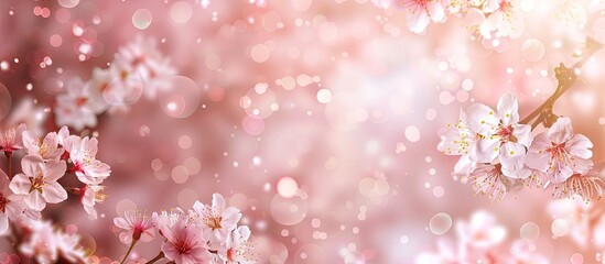 Fototapeta premium Springtime cherry blossom background with copy space image for a banner.