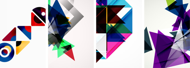 Triangle poster geometric background set