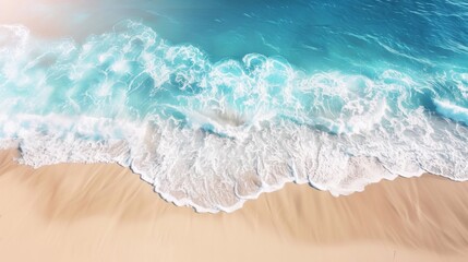 Fototapeta premium Waves with beach background top view. Holidays illustration generated by ai