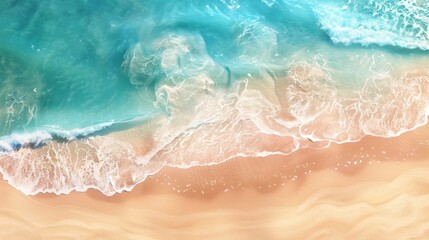 Waves with beach background top view. Holidays illustration generated by ai