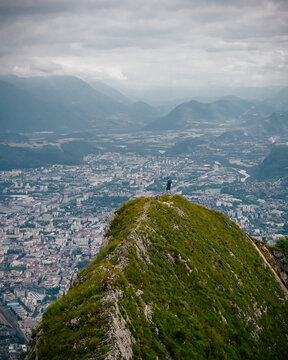 view from the top of mountainon city, France, Grenoble, La Neron