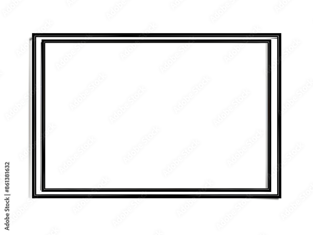 Poster minimalist rectangular line frame on white background with copy space