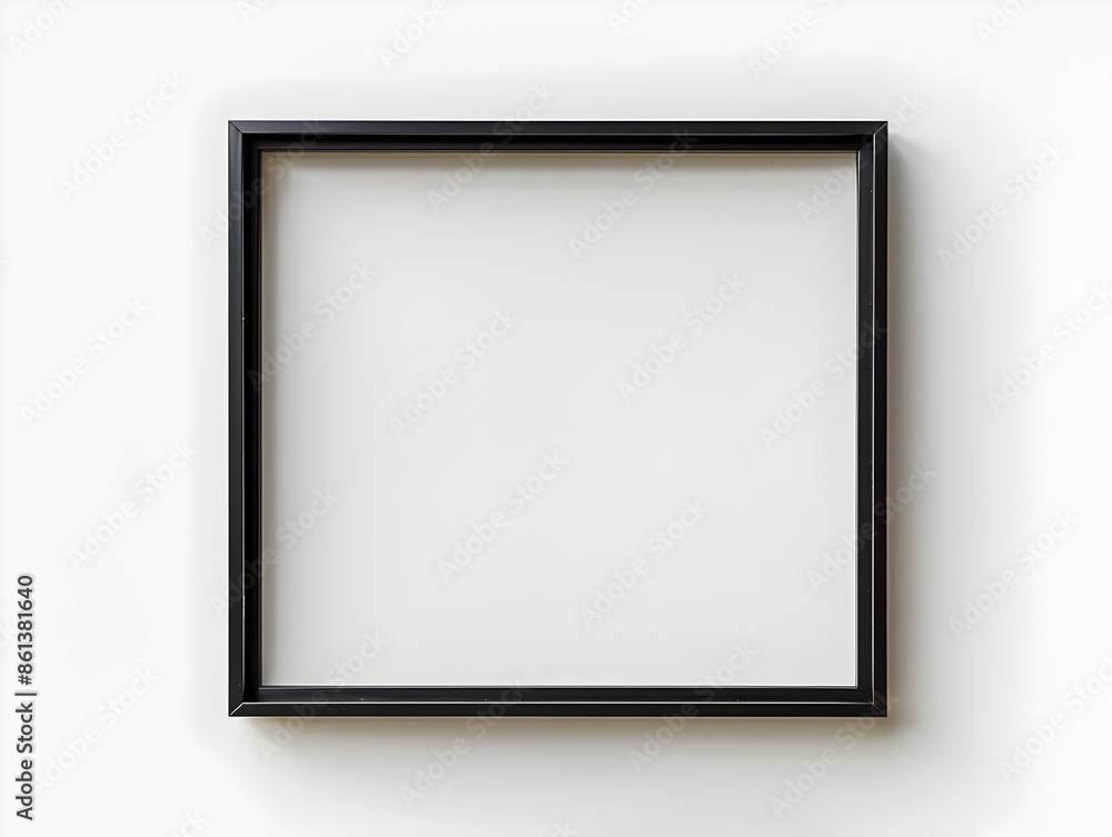 Poster minimalist rectangular line frame with thin black borders on white background