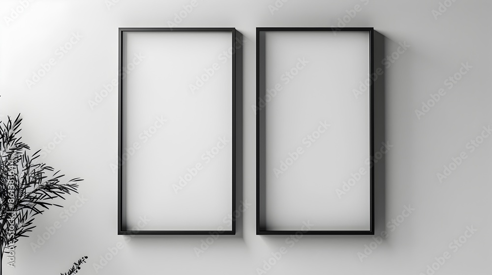 Poster classic simple line frames set on white background with copyspace