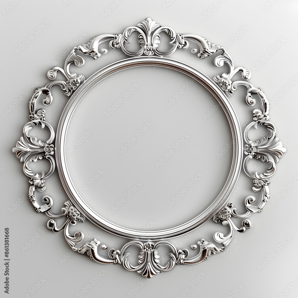 Poster elegant circular line frame with delicate detailing on white background