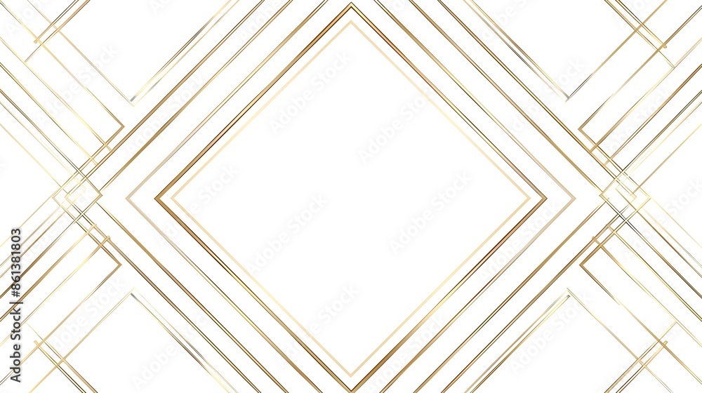 Poster elegant diamond shaped line frame with thin borders on white background classic simple line frames c