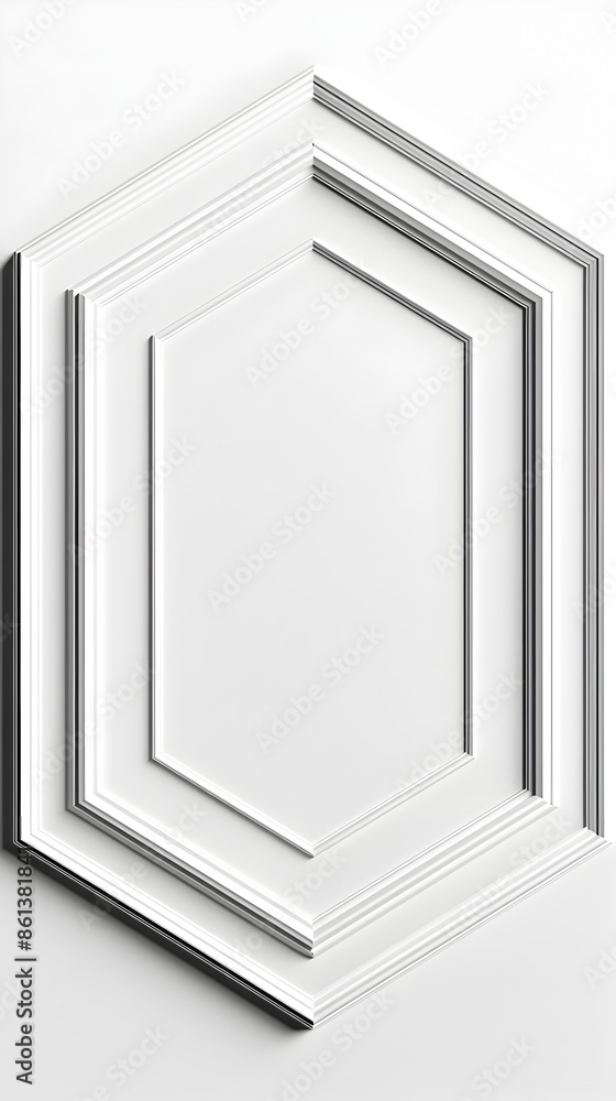 Poster minimalist hexagonal line frame on crisp white background