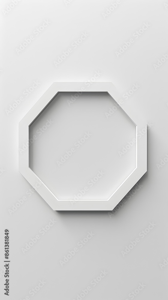 Poster clean and simple hexagonal line frame on crisp white background
