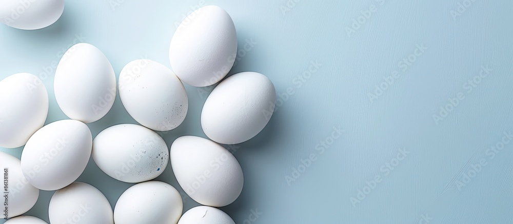 Aufkleber copy space image with white eggs against a paper background.