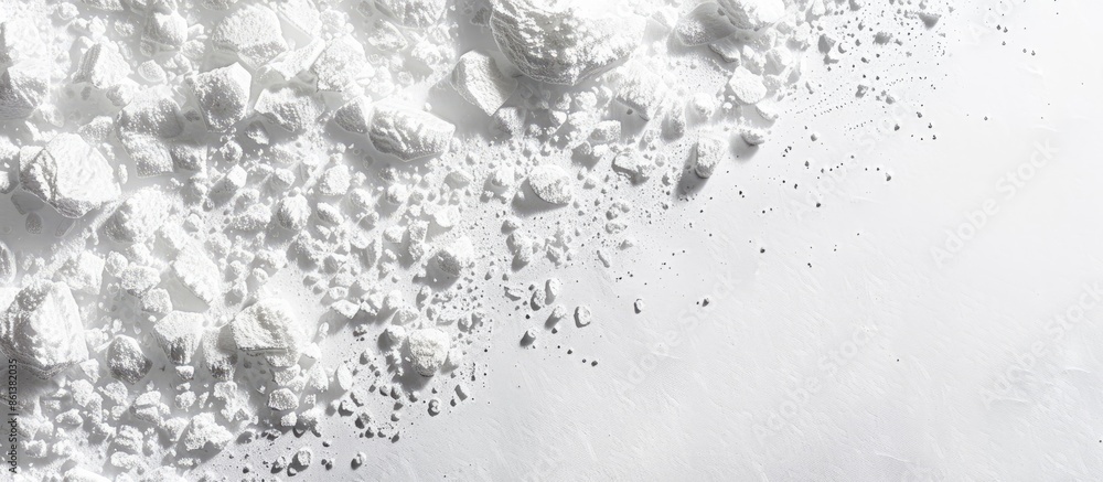 Poster A white snowy surface viewed from the top with copy space image available.