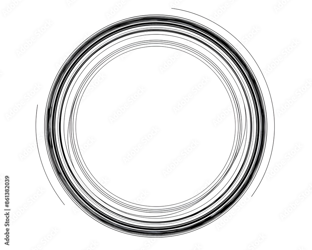 Poster simple minimalist circular line frame with thin border on white background