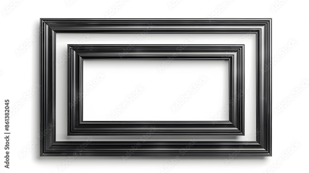 Poster elegant rectangular line frame with beveled edges on white background