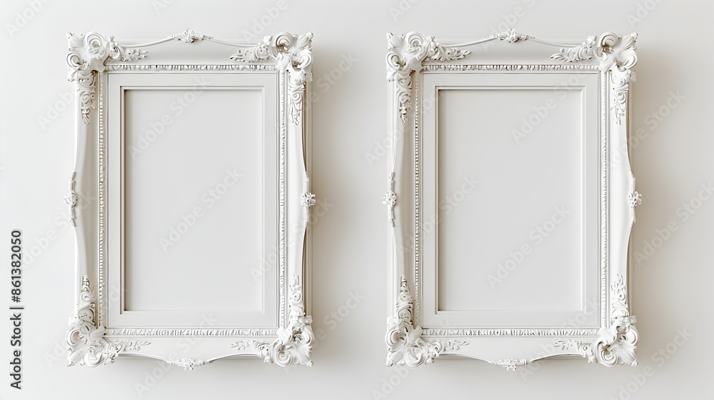 Poster elegant rectangular line frames on white background with isolated copy space