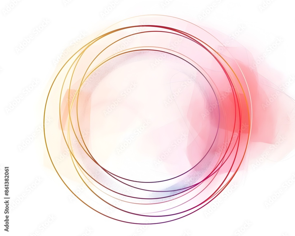 Poster elegant minimalist circular line frames on white background
