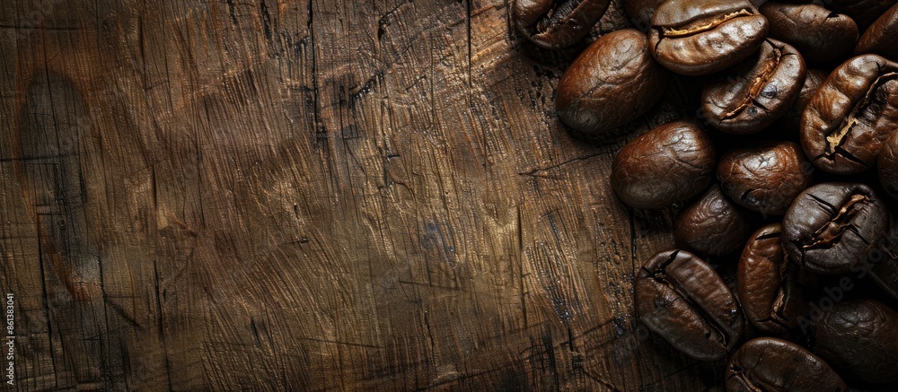 Poster coffee beans roasted and ready to use as a copy space image.