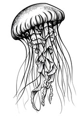 jelly fish drawing on white background genrated by AI.


