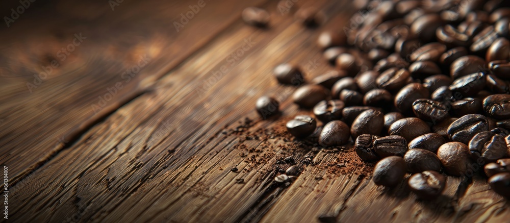 Poster Coffee beans roasted and ready to use as a copy space image.