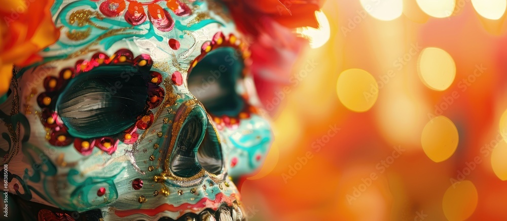 Poster sugar skull image with copy space. sugar is harmful.