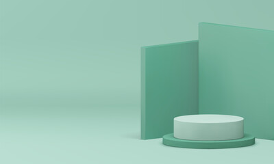 3d light green podium pedestal showcase for product show realistic vector illustration