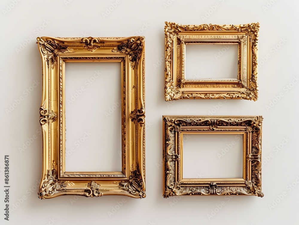 Poster classic simple line frames set on crisp white background for clean elegant display of artwork and ph