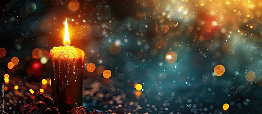 Poster christmas fire spark depicted with a dark background in a stunning copy space image.