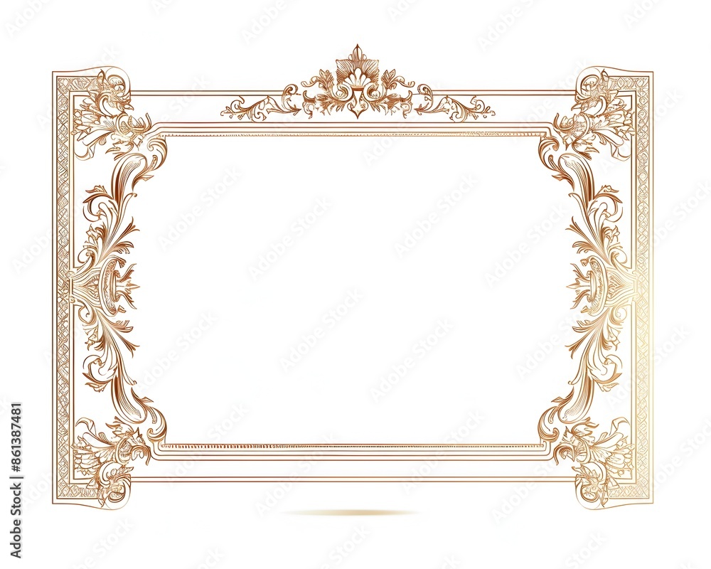 Aufkleber minimalist rectangular line frame with intricate corner designs on white background