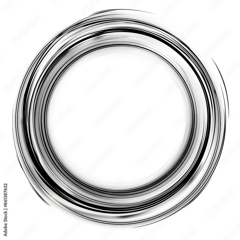 Poster elegant circular line frame with smooth borders on white background