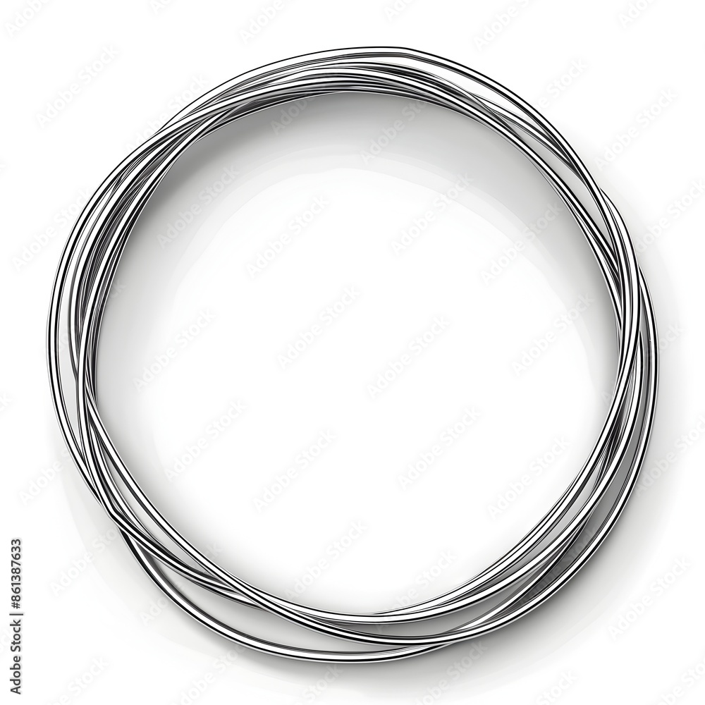 Poster elegant circular line frame with smooth lines on white background