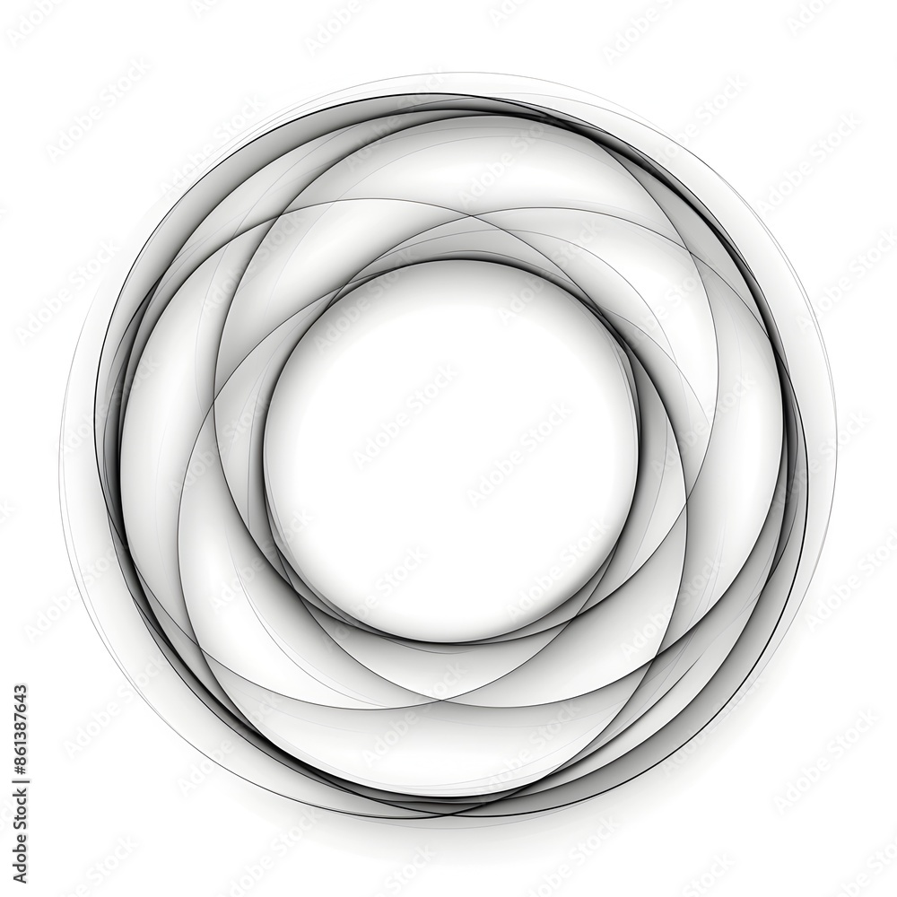 Poster elegant circular line frame with smooth lines on isolated white background for classic simple line d